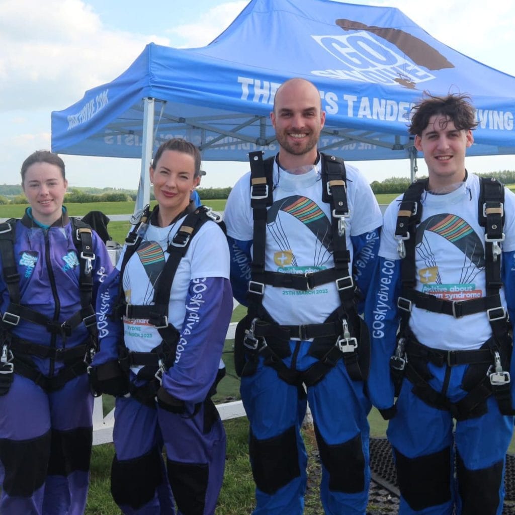 team dressed in skydive suits