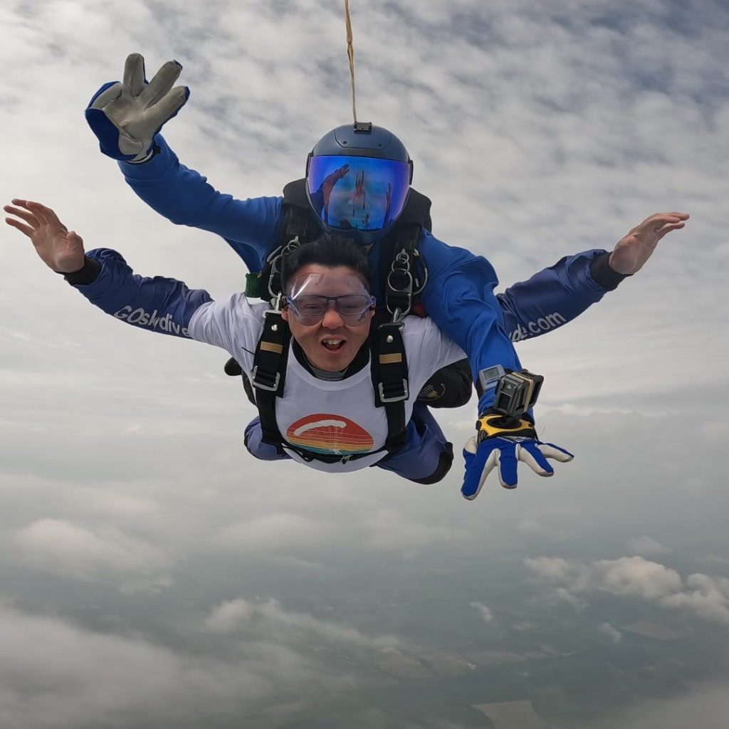 Man during skydive